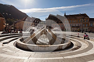 The fountain in Council Square, Brasov