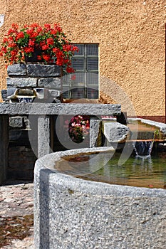 Fountain in courtyard garden