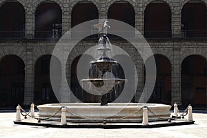 Fountain in courtyard of National Palace, Mexico City Historical Center. This Palace is located on the Plaza de la ConstituciÃ³n.