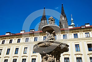 Fountain in Courtyard of Prague Castle, Czech Republic