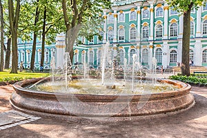 Fountain in the courtyard of Winter Palace, St. Petersburg, Russ