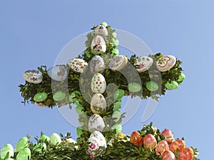 Fountain decorated with easter eggs