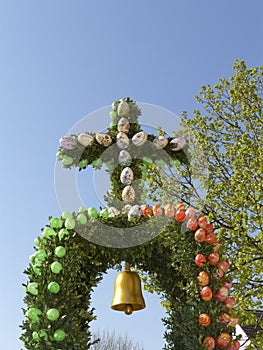 Fountain decorated with easter eggs