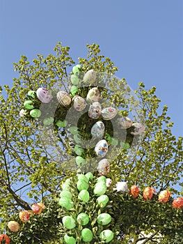 Fountain decorated with easter eggs