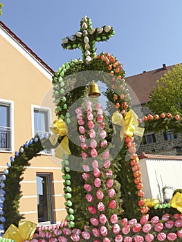 Fountain decorated with easter eggs