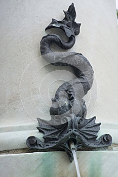 Fountain detail of serpent waterspout