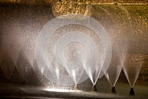 Fountain details at night