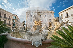 The fountain of Diana in Syracuse