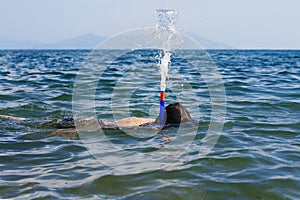 Fountain from diver's snorkel