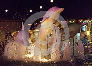 Fountain with dolphins in Patong