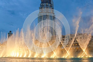 Fountain of Dubai by night