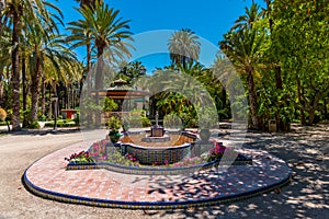 Fountain in El Palmeral municipal park in Elche, Spain photo