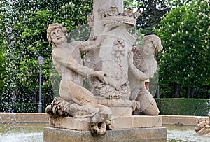 Fountain in El Retiro Park in Madrid