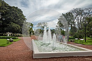 Fountain at El Rosedal Rose Park at Bosques de Palermo - Buenos Aires, Argentina