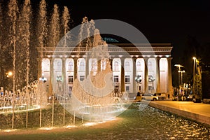 Fountain on the embankment in Baku city. Museum of Republic