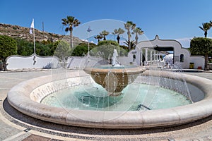 Fountain at the entrance to the Kallithea Therms, Kallithea Spring on Rhodes island, Greece