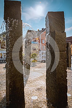 Fountain in europian town Fussen Bavaria Germany photo