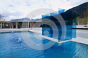 The fountain in the exterior of the Swarovski factory in Wattens