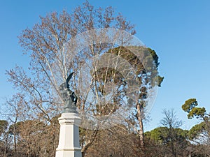 Fountain of Fallen Angel, highlight of Buen Retiro Park. Buen Retiro Park. Madrid, Spain
