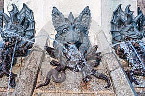 The Fountain of the Fallen Angel in Madrid, Spain photo