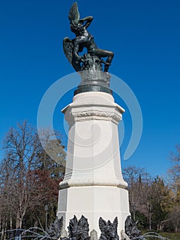 Fountain of Fallen Angel, highlight of Buen Retiro Park. Buen Re