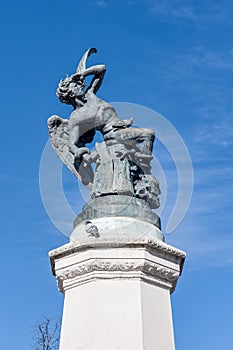 The Fountain of the Fallen Angel in Madrid, Spain. photo