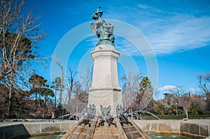The Fountain of the Fallen Angel in Madrid, Spain. photo
