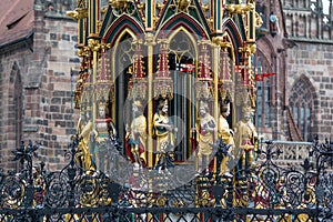 fountain figures in the square in Nuremberg