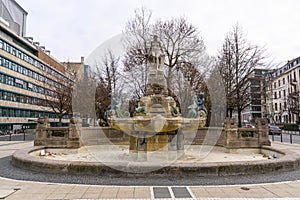 Fountain in the financial district of Frankfurt