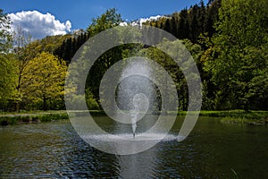 Fountain in fine weather in the Dauner Kurpark