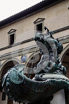 Fountain fontane dei mostri marin on piazza - Florence photo