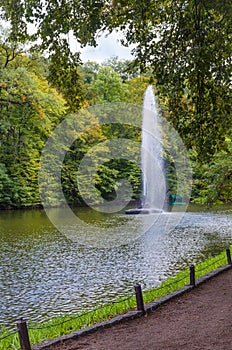 Fountain in the form of a snake in the water