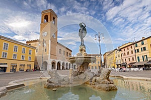 Fountain of Fortune and Palazzo del Podesta, Fano, Pesaro, Italy