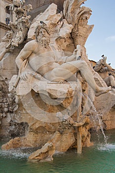 Fountain of the Four Rivers - Fontana dei Quattro Fiumi in Piazza Navona, Rome, Italy