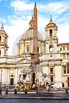 The Fountain Of The Four Rivers, Navona Square, Rome, Italy