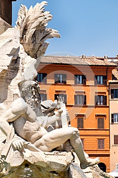 The Fountain of the Four Rivers at Piazza Navona in central Rome