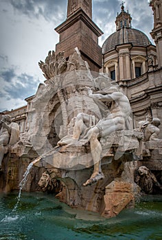 The Fountain of the Four Rivers in the Piazza Navona in Rome