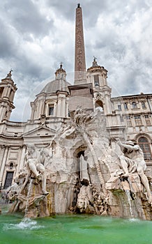 Fountain of the Four Rivers on Piazza Navona in Rome