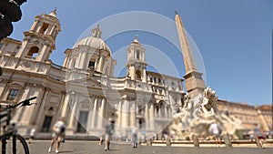 Fountain of the Four Rivers on Piazza Navona in Rome Italy