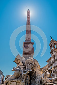 The Fountain of the Four Rivers at the Plaza Navona in Rome, Italy photo