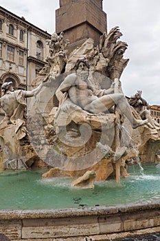 Fountain of the Four Rivers in Rome, Italy photo