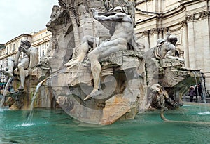 Fountain of the Four Rivers in Rome, Italy photo