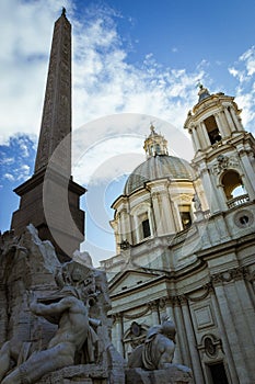 The Fountain of the Four Rivers and Sant`Agnese in Agone