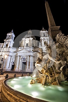 Fountain of the Four Rivers, SantAgnese in Agone. Piazza Navona.