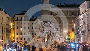Fountain of the Four Rivers timelapse, Piazza Navona Rome, Fontana di Quattro Fiume, Bernini marble sculpture