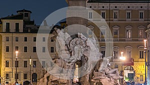 Fountain of the Four Rivers timelapse, Piazza Navona Rome, Fontana di Quattro Fiume, Bernini marble sculpture