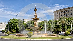 Fountain of the Four Seasons by Manuel Delgado Brackembury in 1929, on a roundabout in Serville, Andalusia, Spain. photo