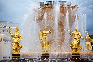 Fountain Friendship of Nations or Peoples of the USSR, Exhibition of Achievements of National Economy VDNKh, Moscow, Russia