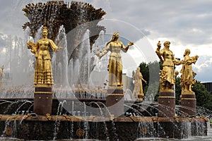 Fountain Friendship of Peoples at VDNH in Moscow, Russia