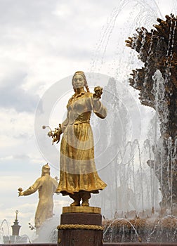 Fountain Friendship of Peoples at VDNH in Moscow, Russia
